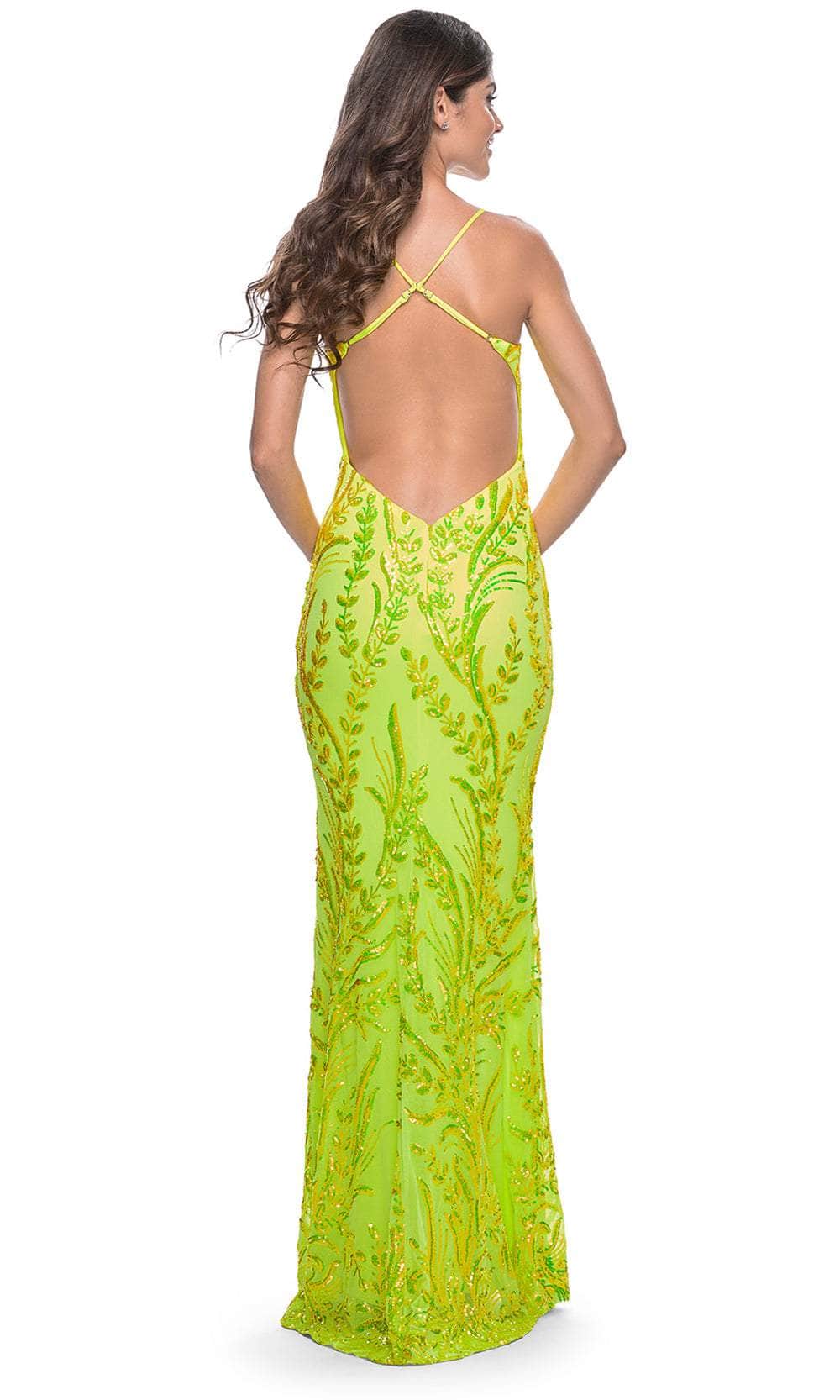 La Femme 32343 Sleeveless Leaf Designed Prom Dress | Formal Dress Shops 8 / Bright Green La Femme 32343 Sleeveless Leaf Designed Prom Dress | Formal Dress Shops 8 / Bright Green