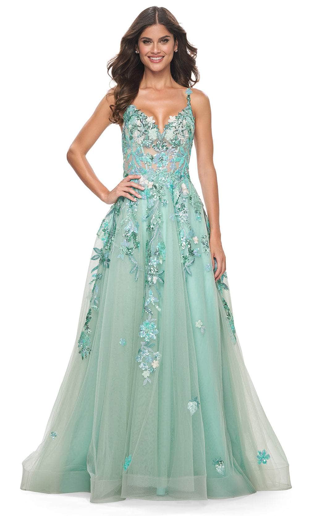 La Femme 32347 - Lace-Up Back Corset Prom Gown Evening Dresses