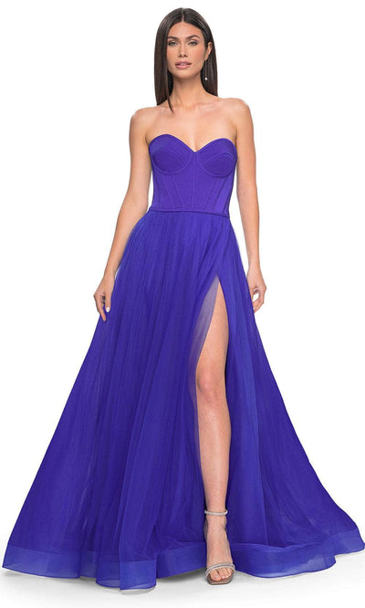 La Femme 32424 - Strapless Sheer Back Prom Gown Prom Dresses 00 / Royal Blue