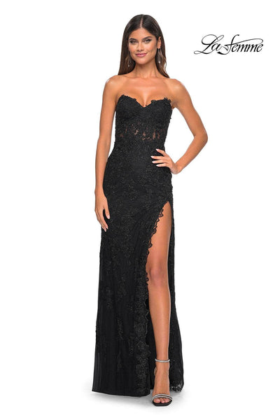 La Femme 32437 - Strapless Embroidered Prom Gown Special Occasion Dresses