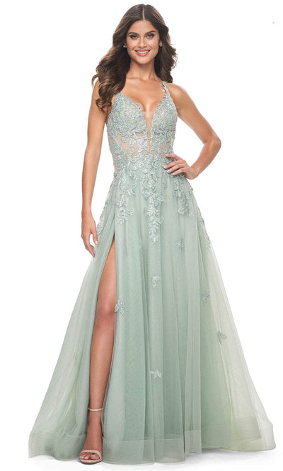 La Femme 32438 - Embellished A-Line Prom Gown Evening Dresses 00 /  Sage