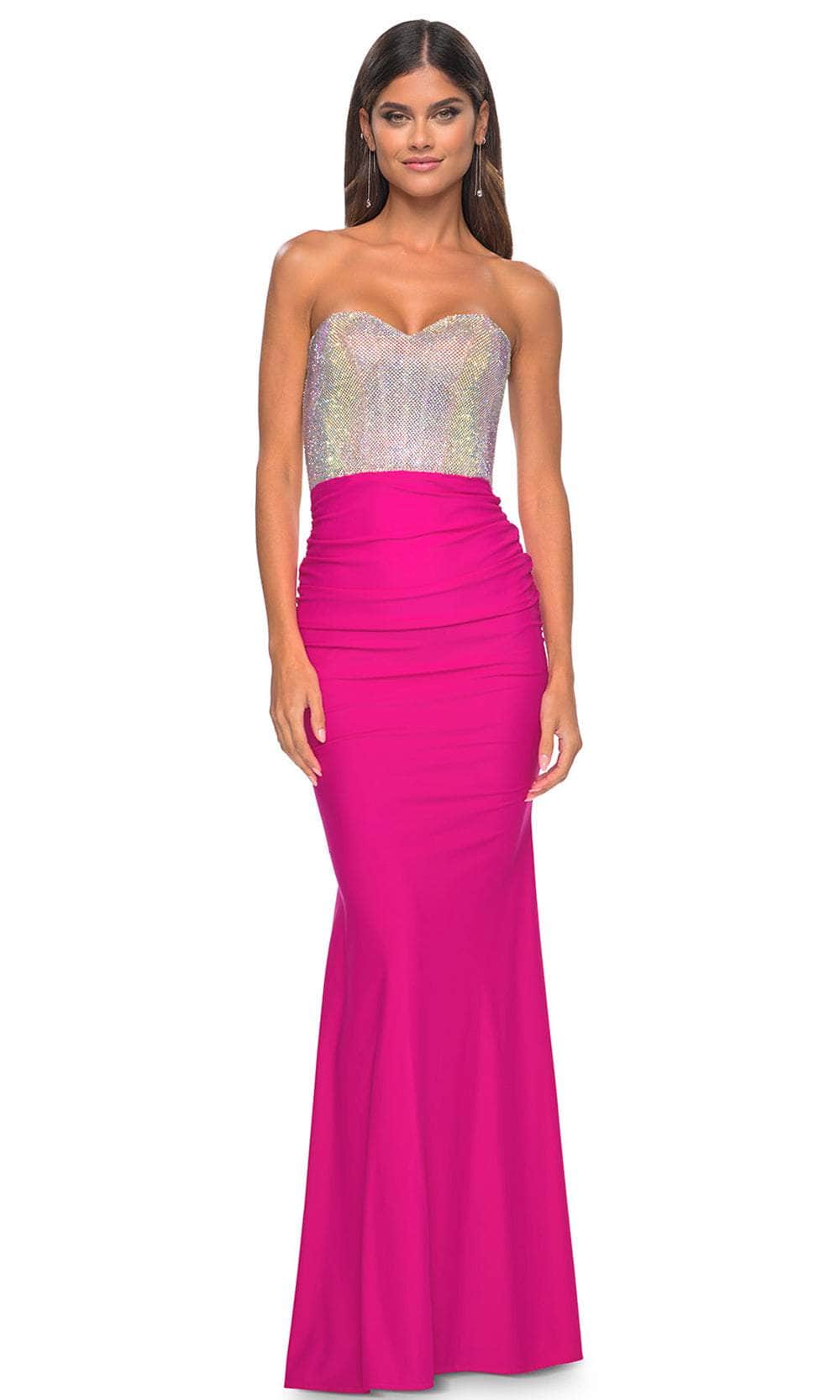 La Femme 32440 - Strapless Rhinestone Prom Dress Prom Dresses 00 / Hot Fuchsia