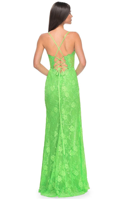 La Femme 32441 - Scalloped Lace Sheath Prom Gown Evening Dresses