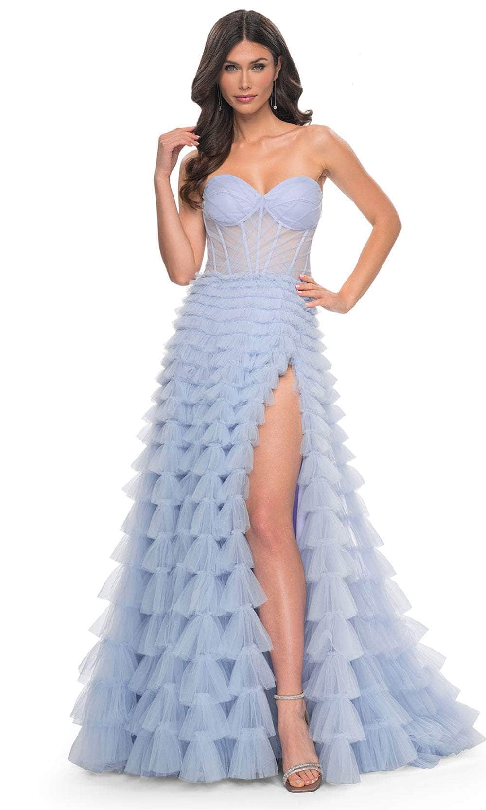 La Femme 32447 - Ruffled A-Line Prom Gown Prom Dresses 00 / Light Periwinkle