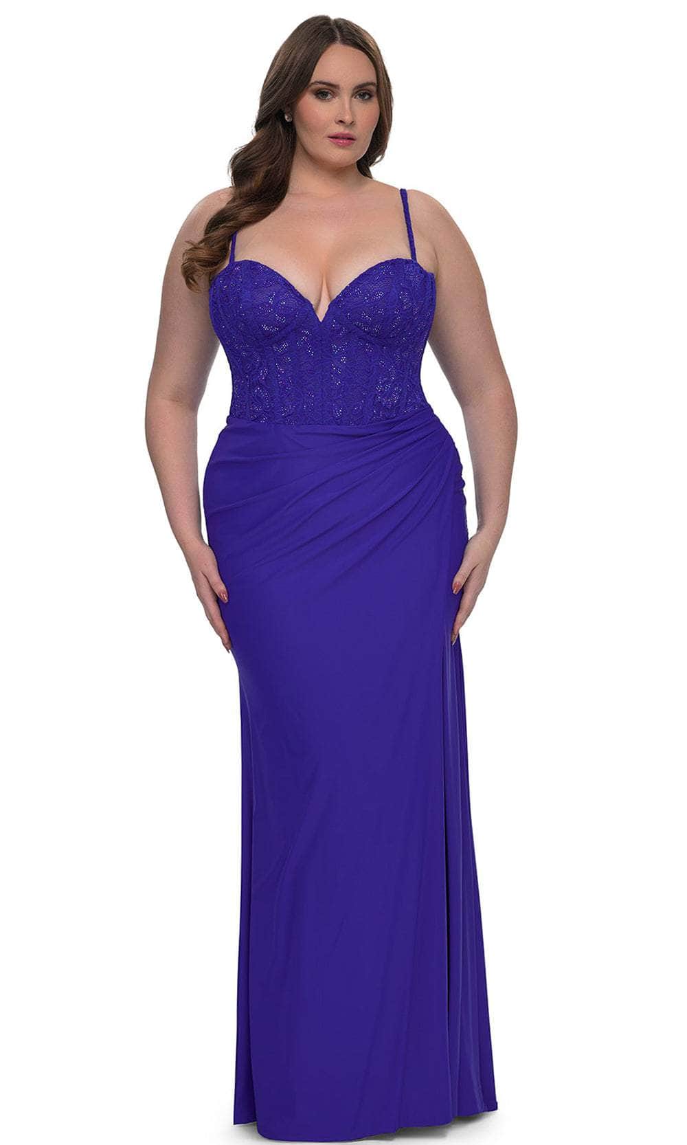 La Femme 32449 Illusion Lace Corset Gown | Formal Dress Shops 20W / Black La Femme 32449 Illusion Lace Corset Gown | Formal Dress Shops 20W / Black