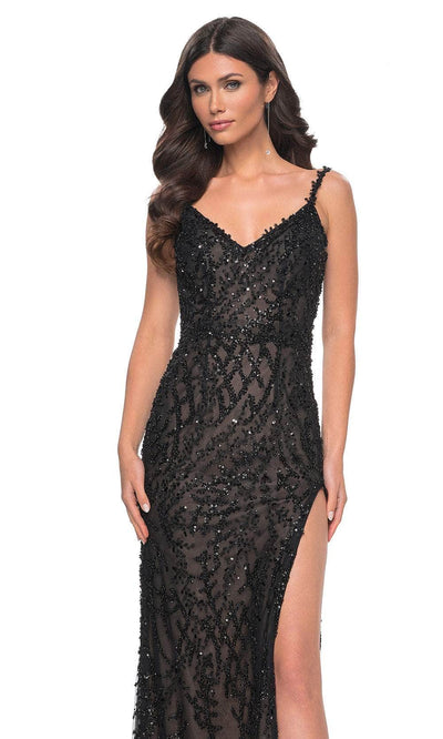 La Femme 32450 - V-Neck Embellished Prom Dress Evening Dresses