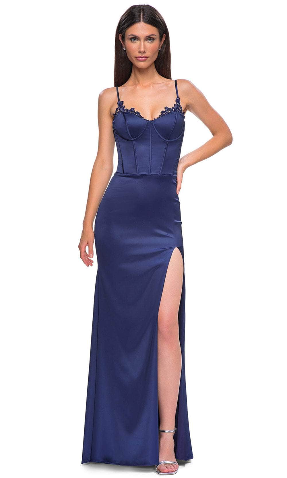 La Femme 32955 - Lace-Up Back Satin Prom Gown Special Occasion Dress