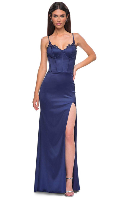 La Femme 32955 - Lace-Up Back Satin Prom Gown Special Occasion Dress