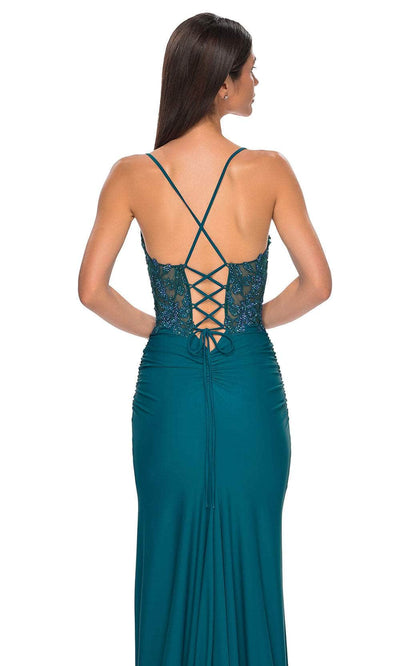 La Femme 33001 - Strappy Back Plunging Neck Prom Gown Special Occasion Dress