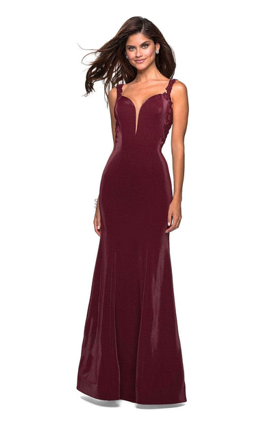 La Femme - Deep Sweetheart Strappy Back Trumpet Gown 27474SC - 1 pc Wine In Size 0 Available CCSALE 0 / Wine