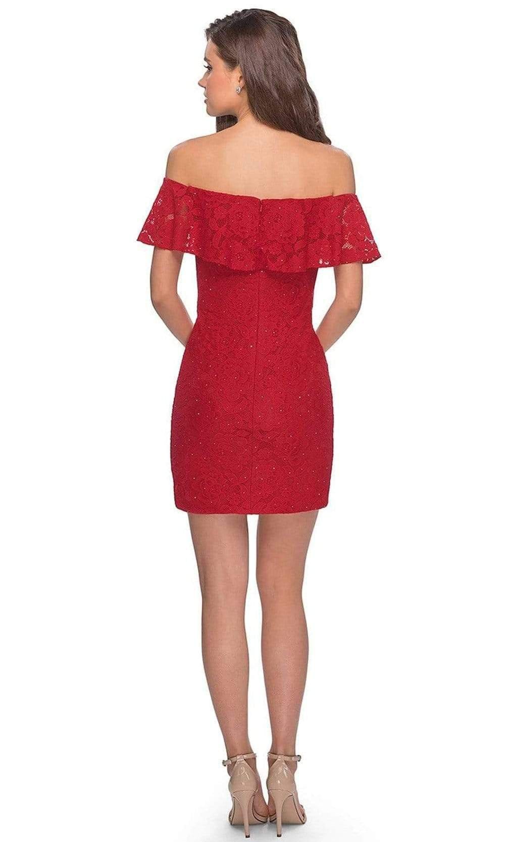 La Femme - Draped Lace Off Shoulder Short Dress 28147SC CCSALE