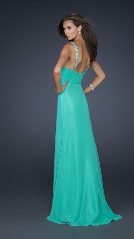 La Femme Gigi - 17665 Jewel Embellished V-Neck Chiffon A-line Gown Special Occasion Dress