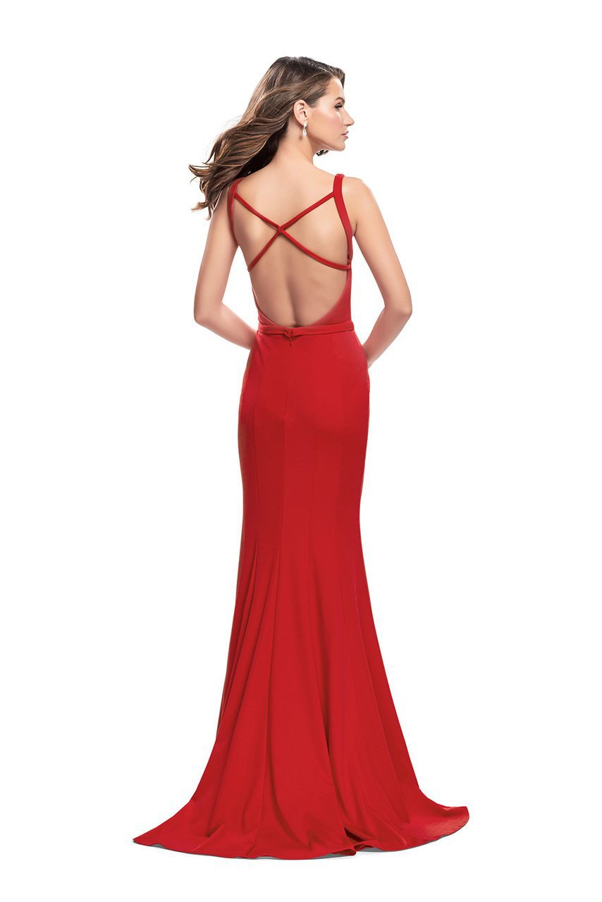 La Femme Gigi - 25964 Deep V-neck Jersey Sheath Dress Special Occasion Dress