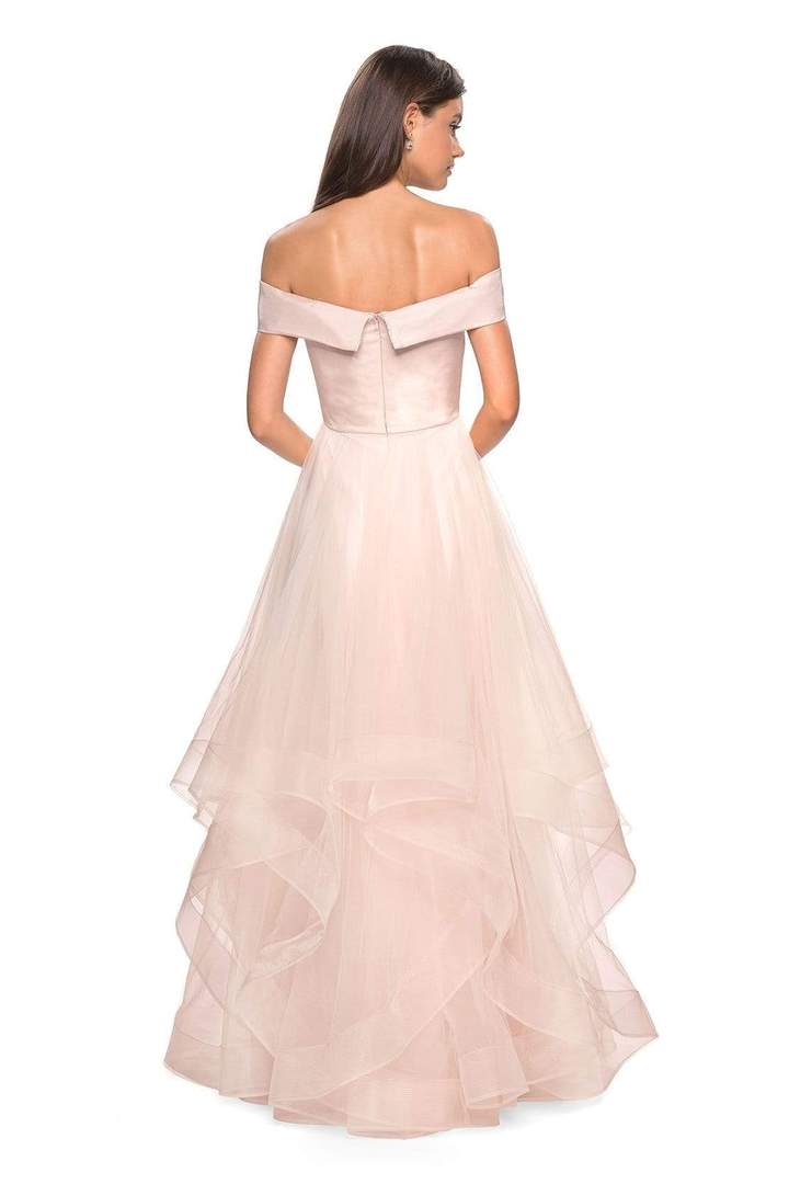 La Femme - Off-Shoulder Pleated A-Line Gown 27224 CCSALE