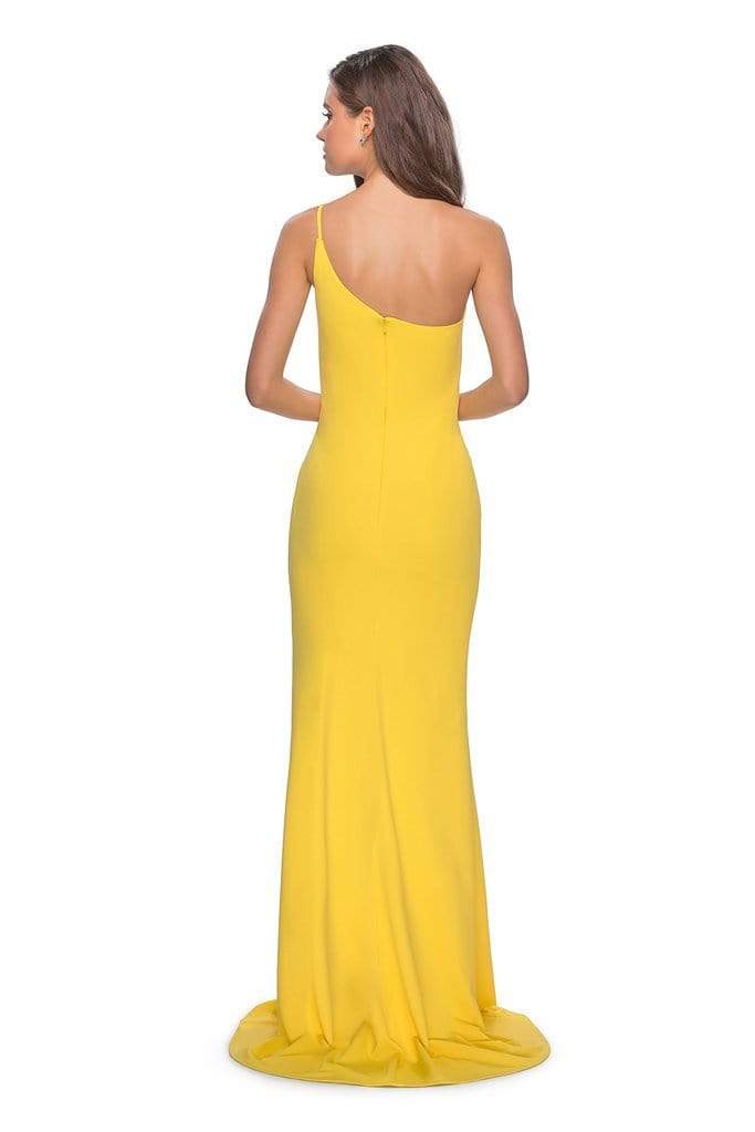 La Femme - One Shoulder High Slit Sheath Dress 28176SC CCSALE