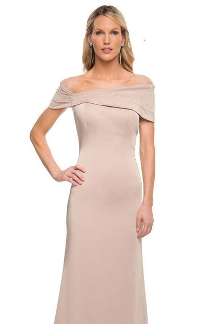 La Femme - Pleated Off Shoulder Sheath Dress 29537SC CCSALE