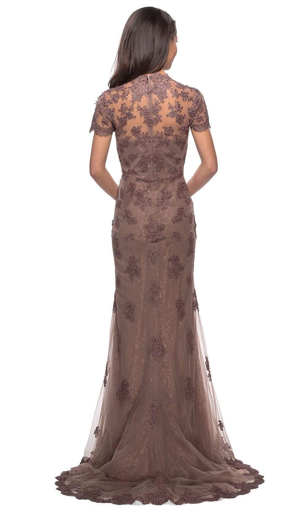La Femme - Scalloped Lace Trumpet Dress 28195SC - 1 pc Cocoa In Size 20 and 1 pc Navy 18 Available CCSALE