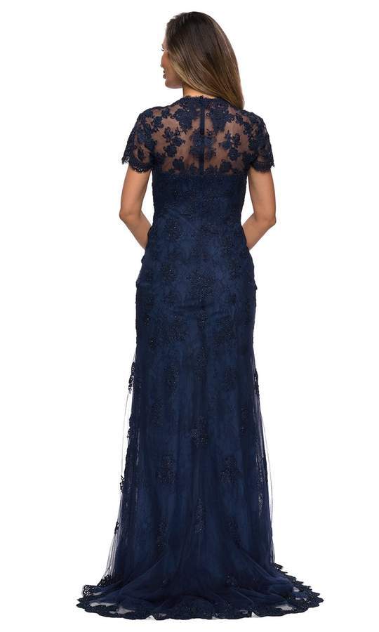 La Femme - Scalloped Lace Trumpet Dress 28195SC - 1 pc Cocoa In Size 20 and 1 pc Navy 18 Available CCSALE