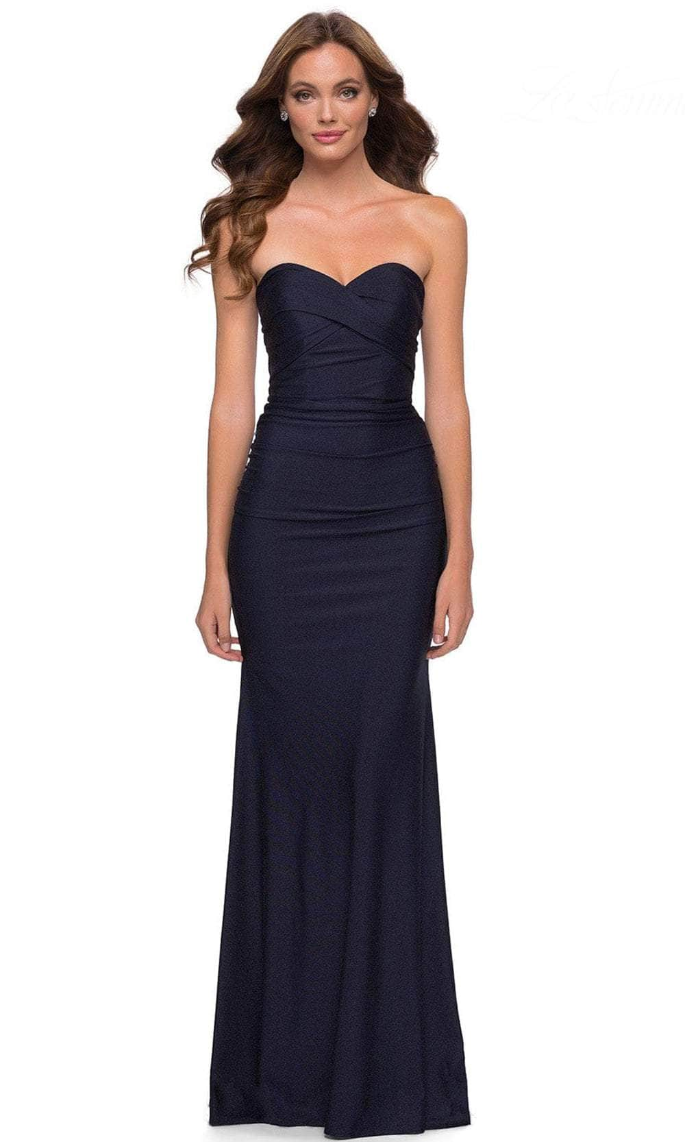 La Femme - Sweetheart Sheath Evening Dress 29851SC - 1 pc In Size Available CCSALE 6 / Navy