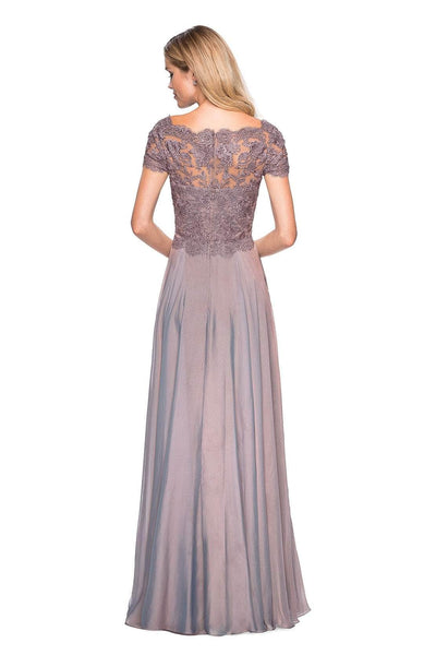 La Femme - V neck Embroidered A- Line Evening Dress 27098SC CCSALE