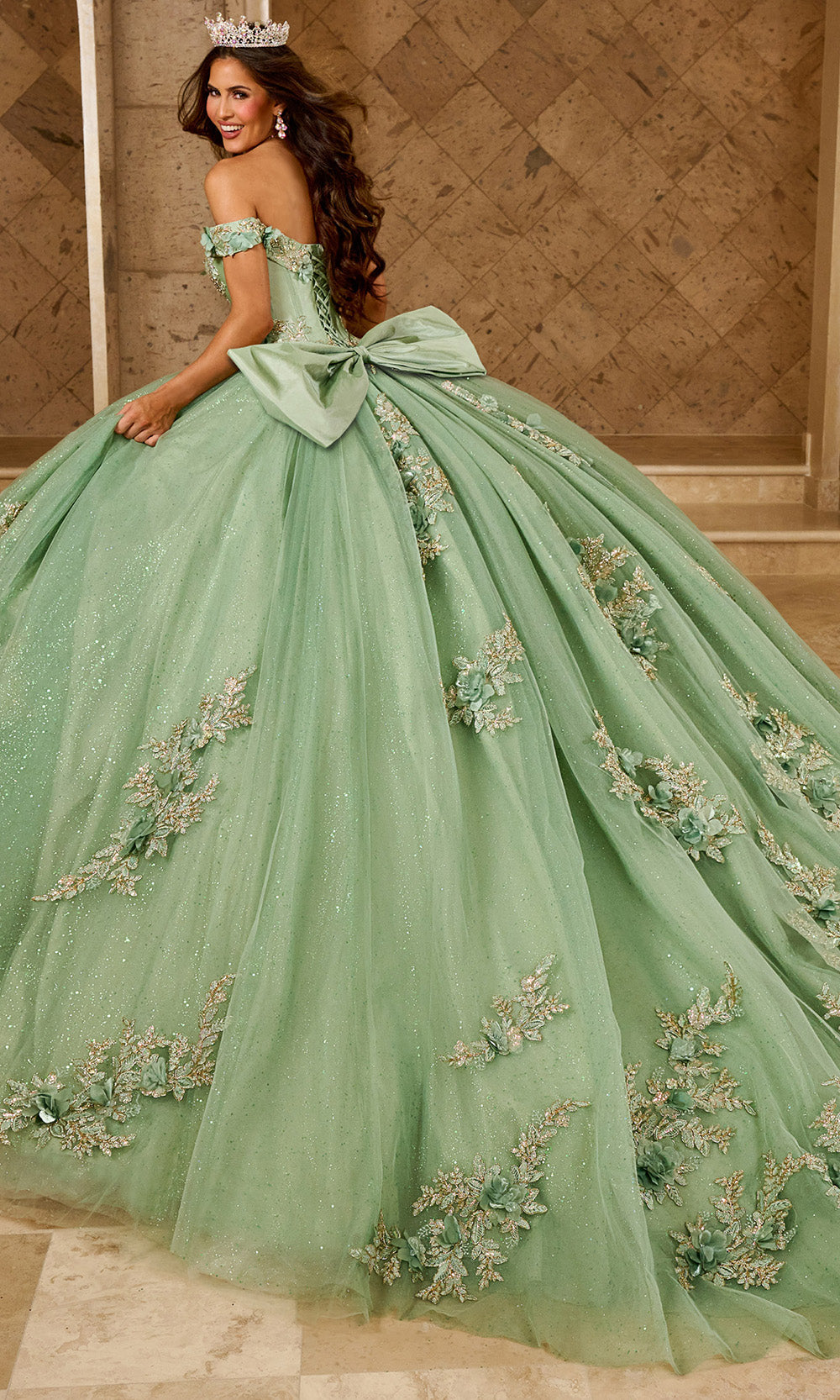 Rachel Allan RQ2210 - Lace-Up Off Shoulder Quince Gown Quinceanera Dresses