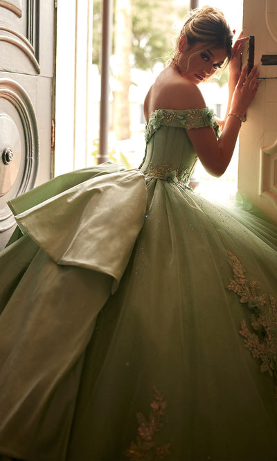 Rachel Allan RQ2210 - Lace-Up Off Shoulder Quince Gown Quinceanera Dresses