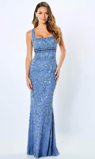 La Valleta LV22101 - Sleeveless Beaded Evening Dress Special Occasion Dresses XS / Blue Slate