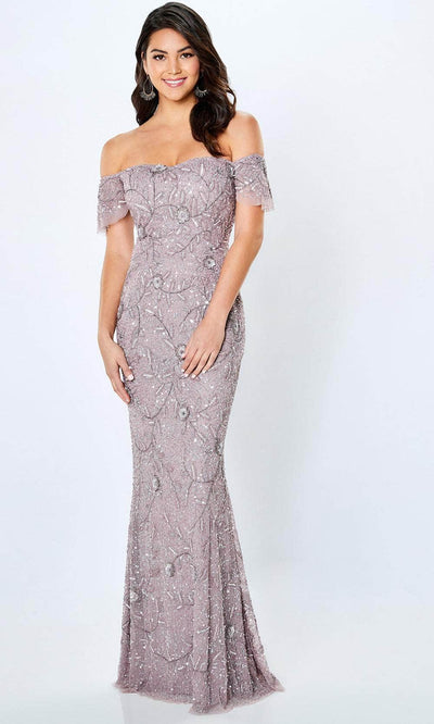 La Valleta LV22103 - Off Shoulder Beaded Evening Dress Special Occasion Dresses XS / Lavender