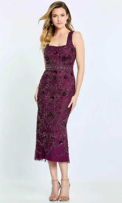 La Valleta LV3601 - Tea Length Ornate Dress Special Occasion Dresses XS / Wine