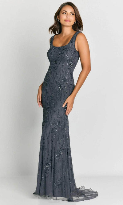 La Valleta LV6106 - Square Neck Beaded Evening Dress Special Occasion Dresses XS / Gunmetal
