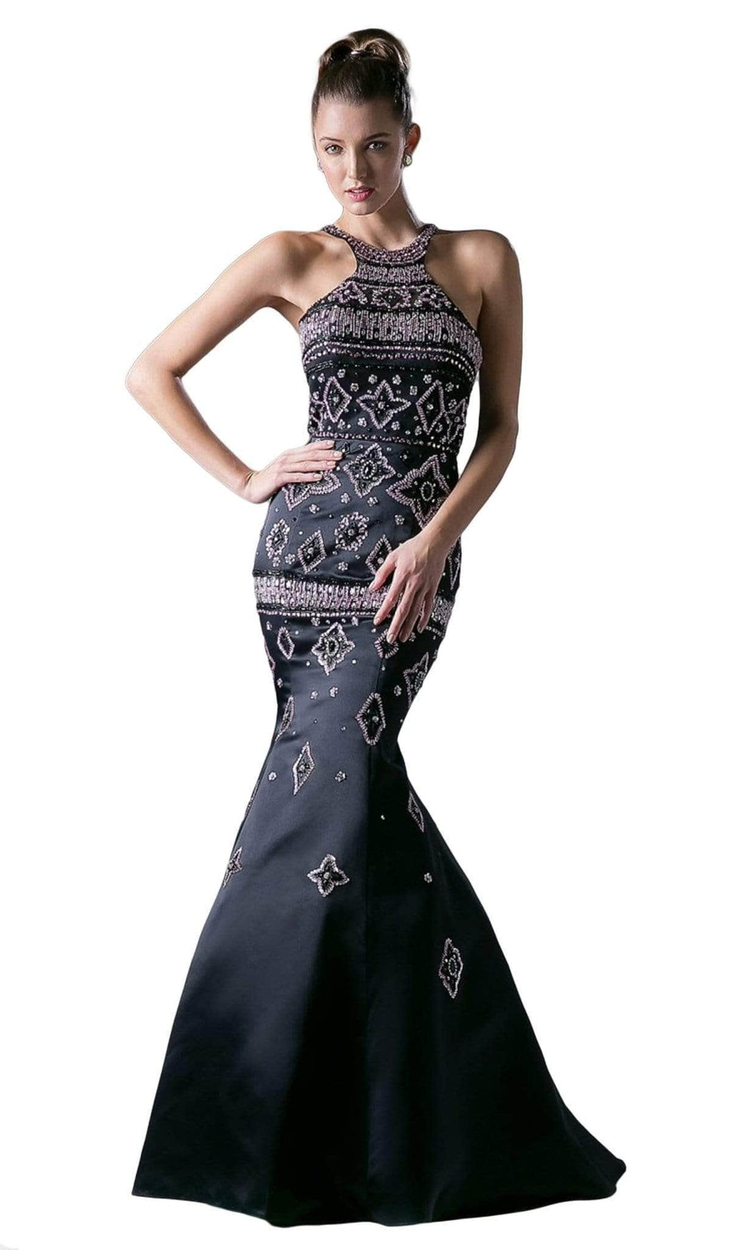 Ladivine 13118 Special Occasion Dress 2 / Black/Pink