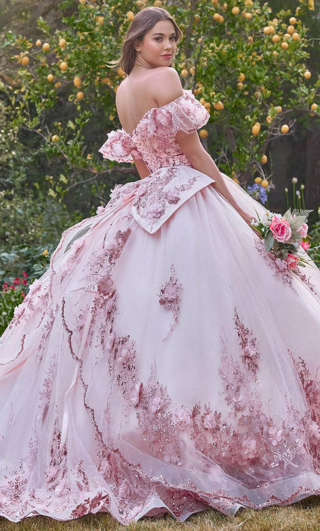 Ladivine 15701 - Ruffled Off Shoulder Ballgown Ball Gowns