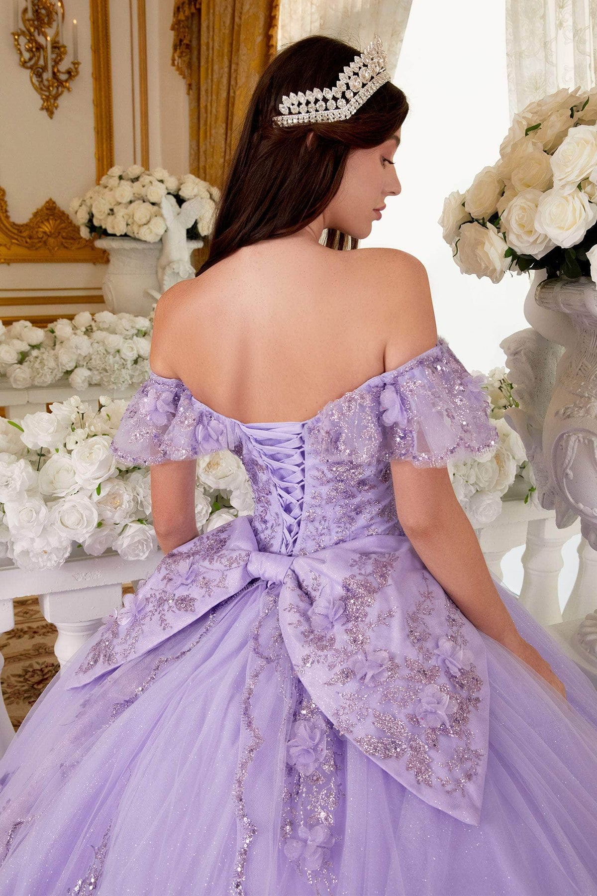 Ladivine 15701 - Ruffled Off Shoulder Ballgown Ball Gowns
