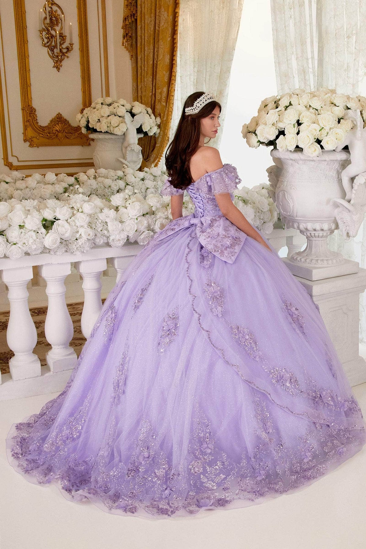 Ladivine 15701 - Ruffled Off Shoulder Ballgown Ball Gowns