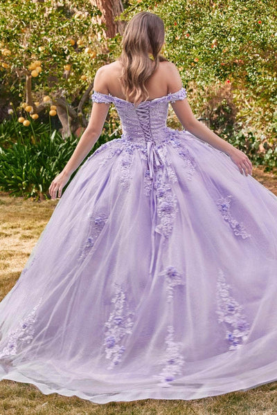 Cinderella Divine 15702 - Floral Applique Ballgown Evening Dresses XS / Lavender