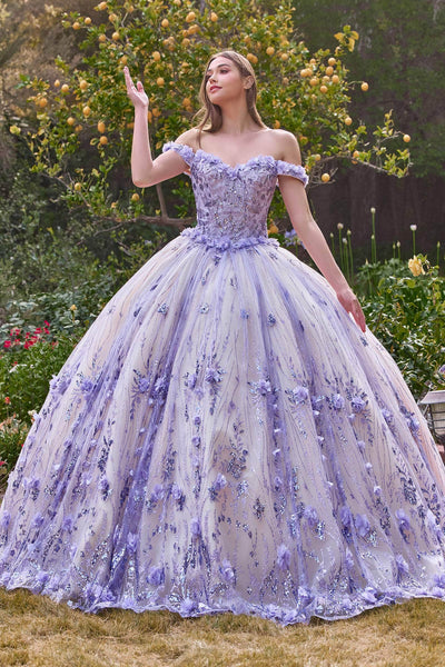 Cinderella Divine 15704 - Sweetheart Floral Appliqued Ballgown Special Occasion Dress