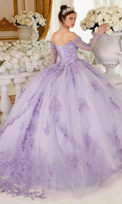 Cinderella Divine 15706 - Long Sleeve Off-Shoulder Ballgown Special Occasion Dress