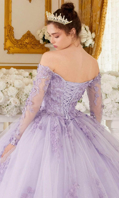 Cinderella Divine 15706 - Long Sleeve Off-Shoulder Ballgown Special Occasion Dress