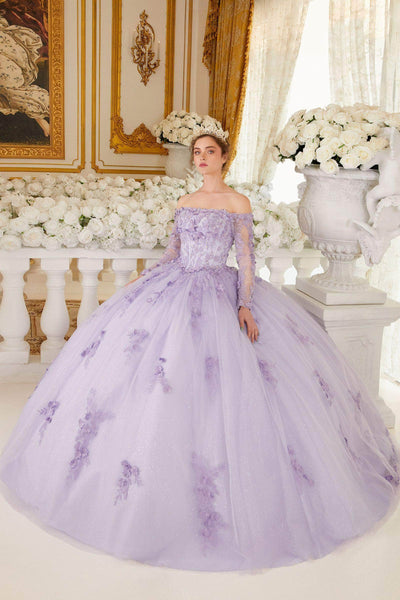 Cinderella Divine 15706 - Long Sleeve Off-Shoulder Ballgown Special Occasion Dress