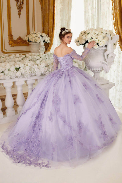 Cinderella Divine 15706 - Long Sleeve Off-Shoulder Ballgown Special Occasion Dress