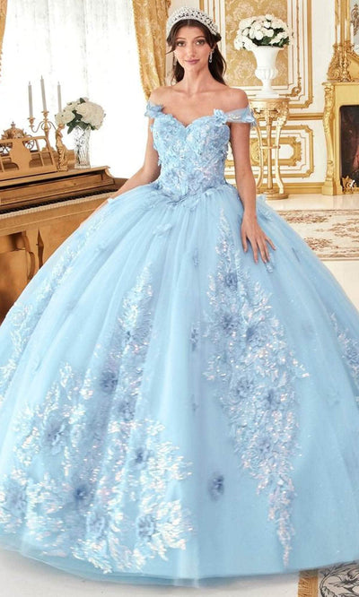 Cinderella Divine 15713 - 3D Floral Applique Embellished Sweetheart Ballgown Ball Gowns XXS / Lt Blue