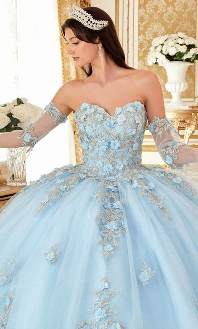 Cinderella Divine 15714 - Strapless Floral Applique Ballgown Special Occasion Dress