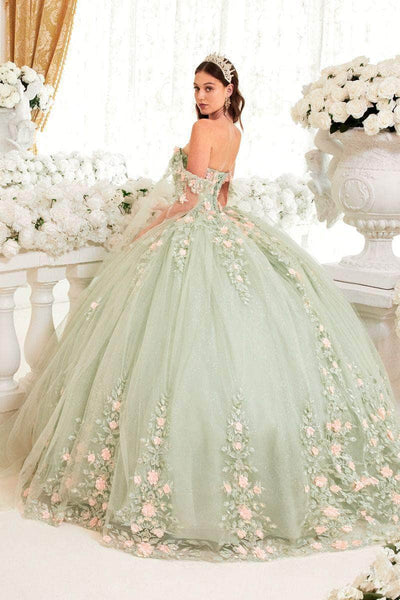 Cinderella Divine 15716 - Sweetheart Neck Floral Detailed Ballgown Ball Gowns