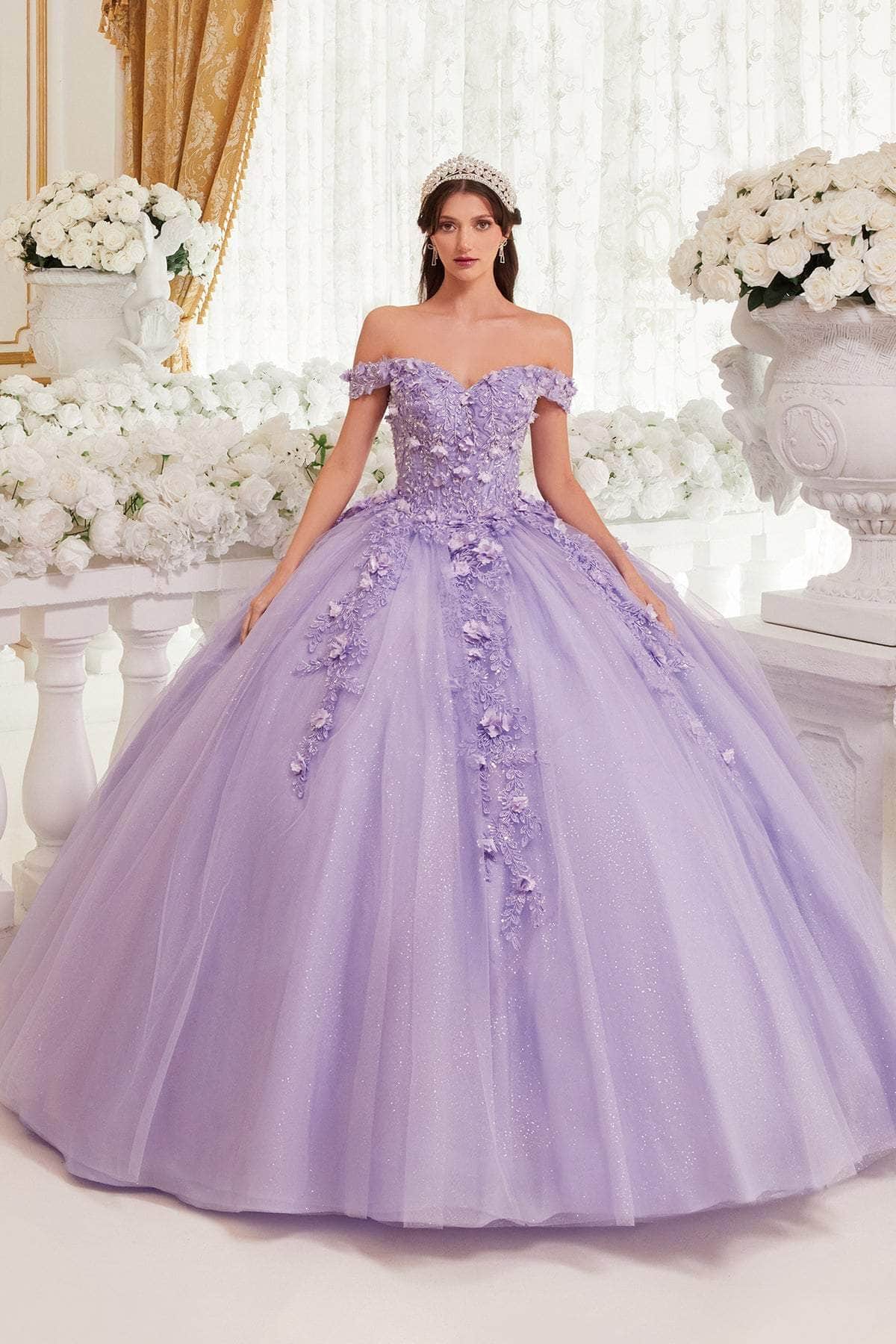 Ladivine 15717 - Floral Accented Ballgown Special Occasion Dress