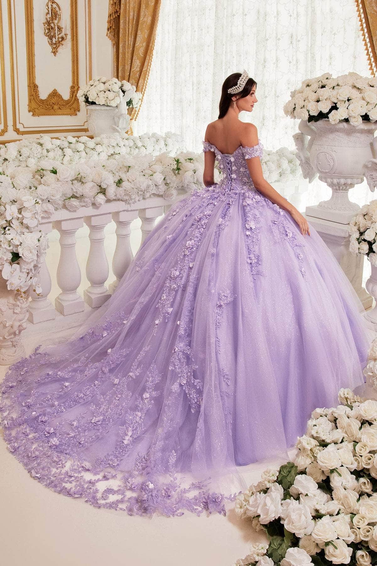 Ladivine 15717 - Floral Accented Ballgown Special Occasion Dress