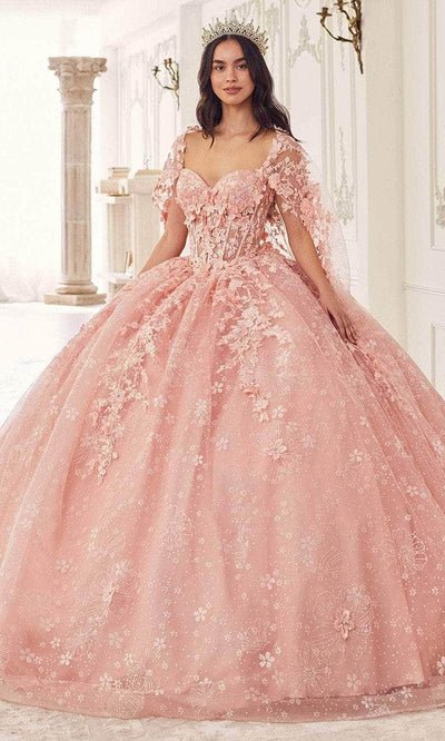 Cinderella Divine 15719 - Applique Ornate Ballgown Special Occasion Dress XXS / Blush