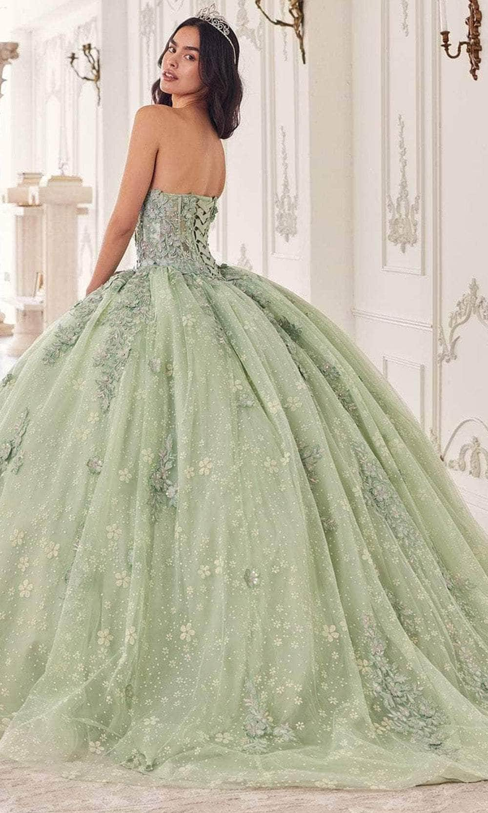 Cinderella Divine 15722 - Puff Sleeve Ballgown Special Occasion Dress