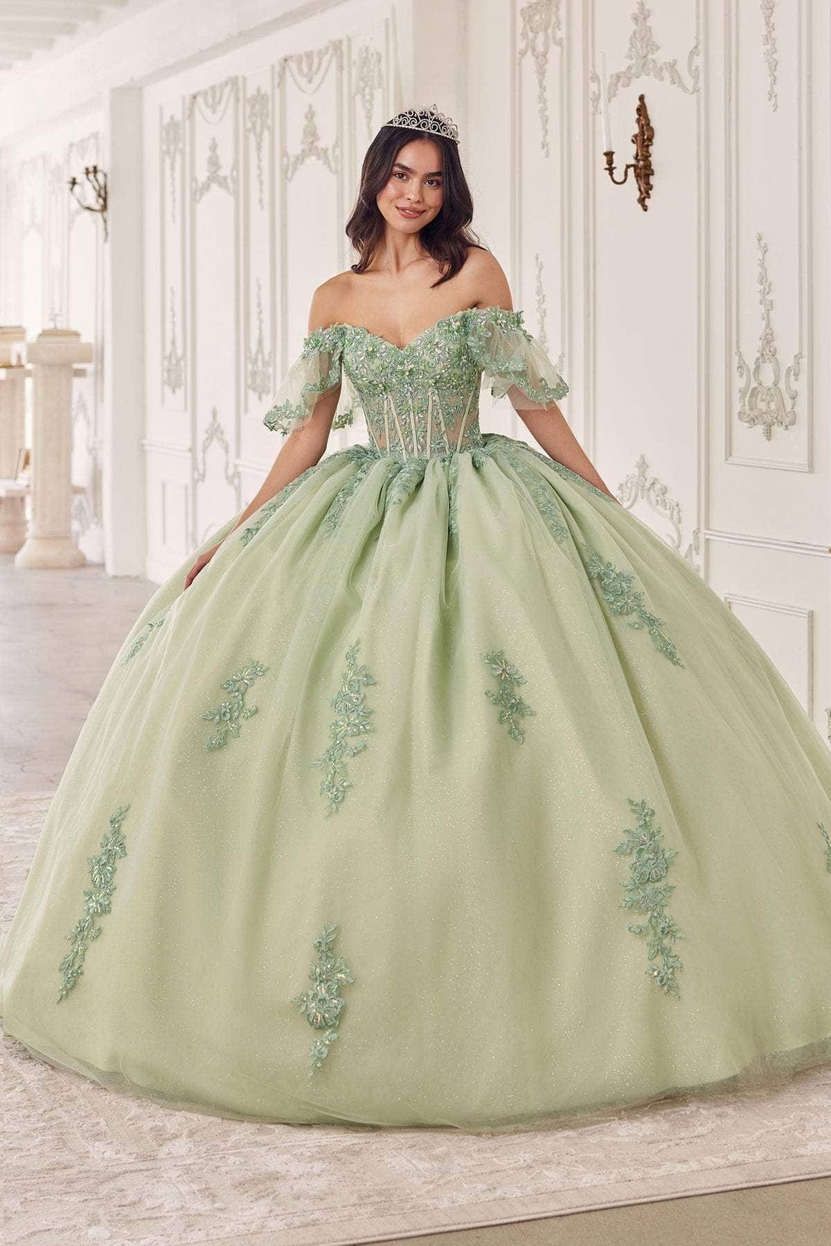 ladivine 15725 - floral applique ballgown Special Occasion Dresses Dresses