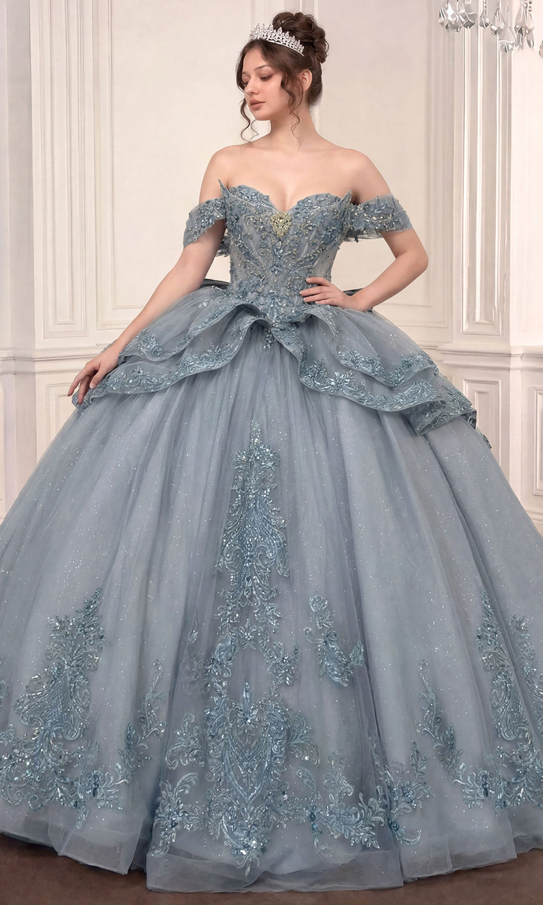 Ladivine 15729 Sweetheart Layered Overskirt Quinceanera Dress