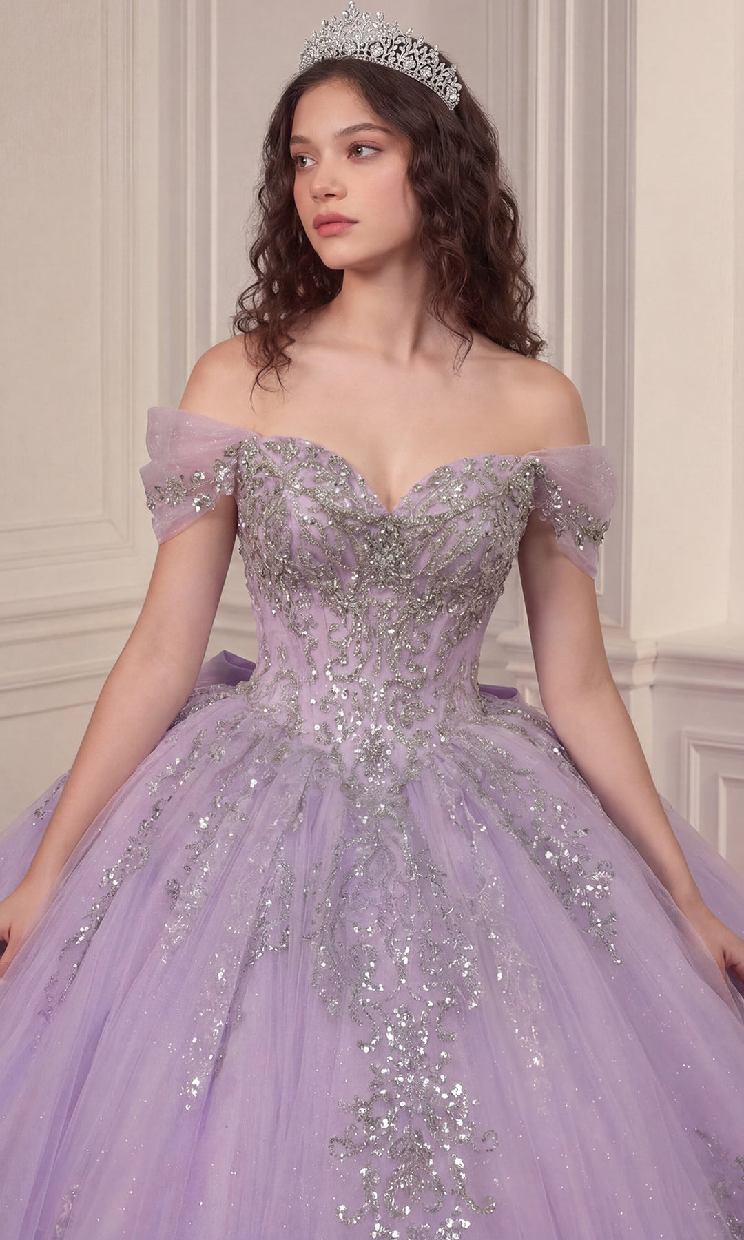 Ladivine 15730 Bow Back Embroidered Quinceanera Dress